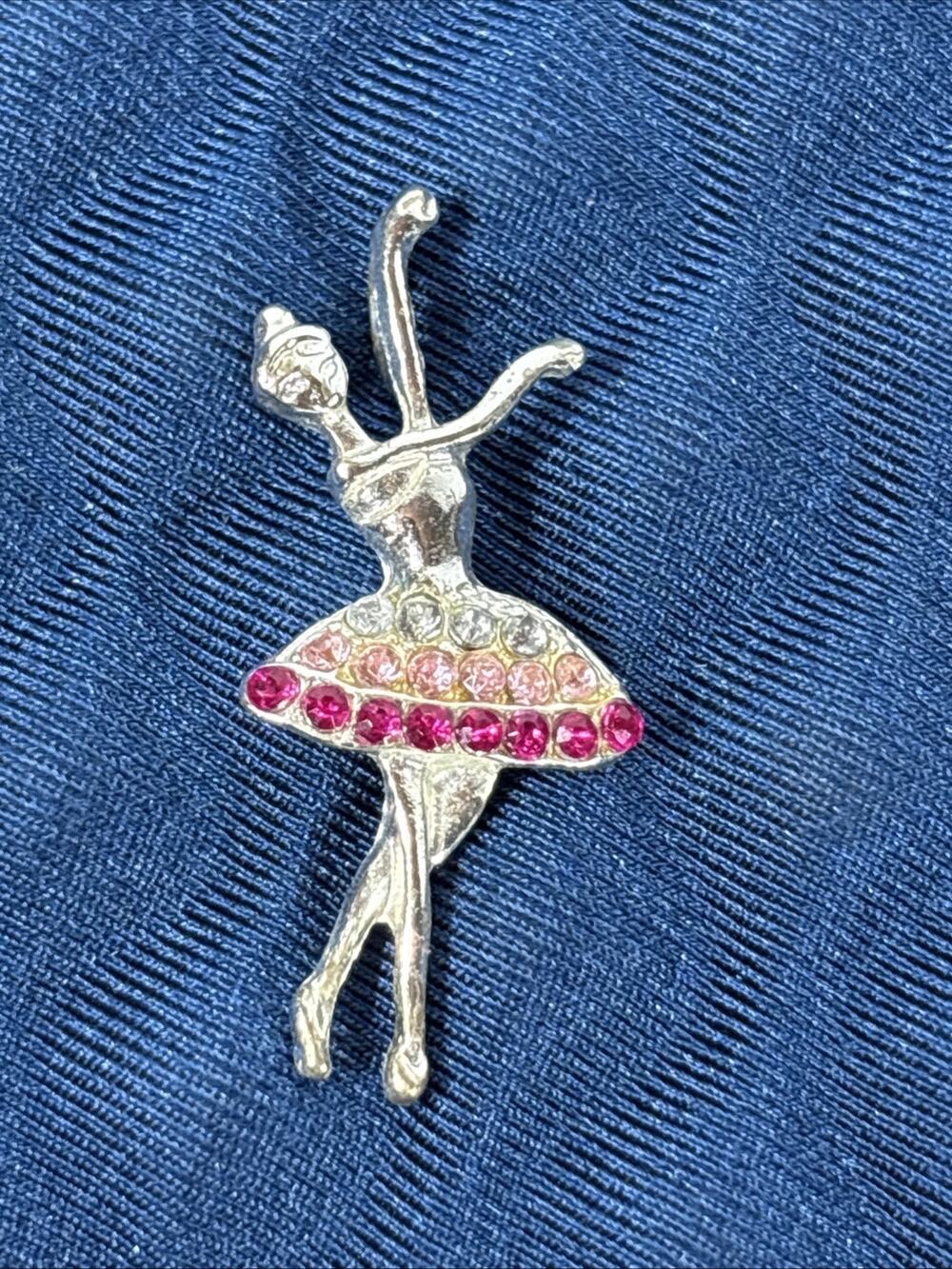 ballerina pendant with Clear,light Pink, Dark Pink Stones.